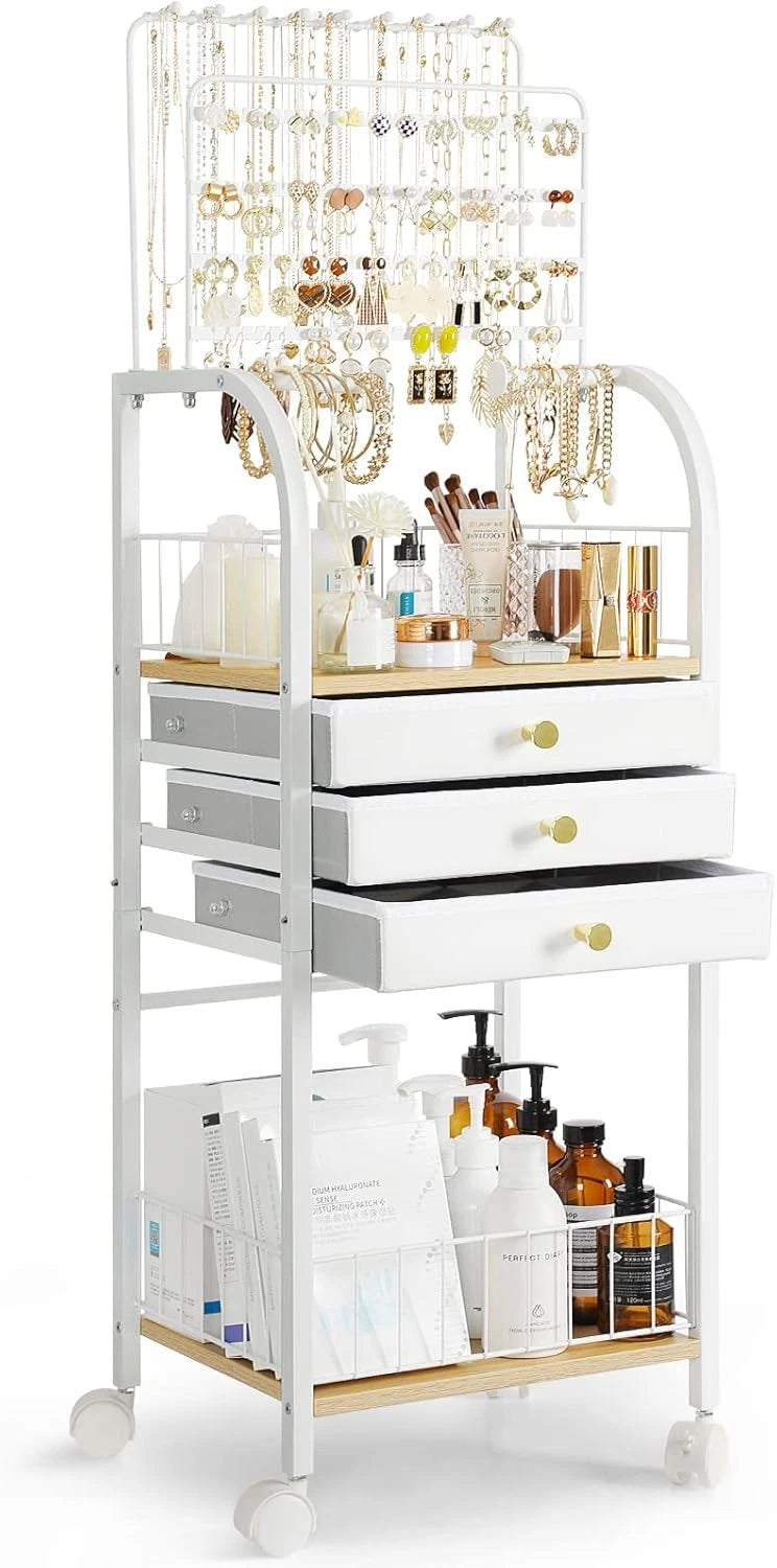 Large Jewelry Organizer Stand with 3 Box Drawer - Necklace Organizer Earring 07FC0E-D4 - KOEEK