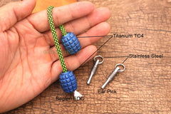 Titanium TC4 Parachute Cord Tool Lanyard DIY Bead Key Chain Pendant DZ-BBT EDC 07FC0E-D4 - KOEEK