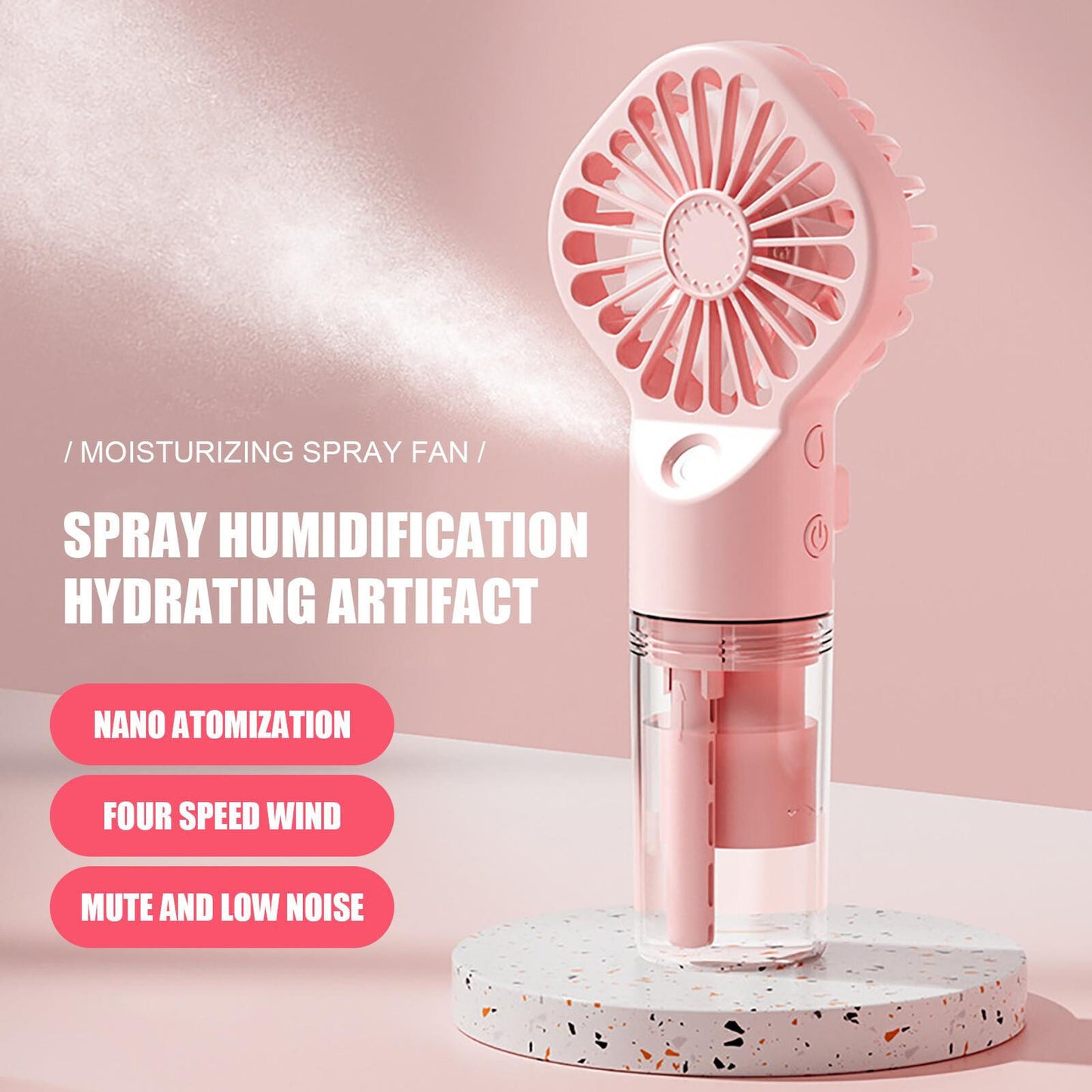 new Portable Fan With Mist USB Rechargeable Fan Mister Portable Outdoor With 4 Speed koeek - KOEEK