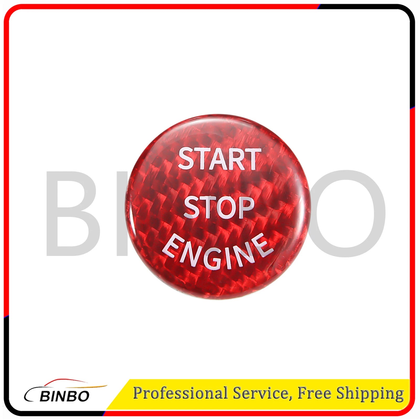 Carbon Fiber Cover For BMW E90 E91 Keyless Engine Start/Stop Push Button Red 07FC0E-D4 - KOEEK