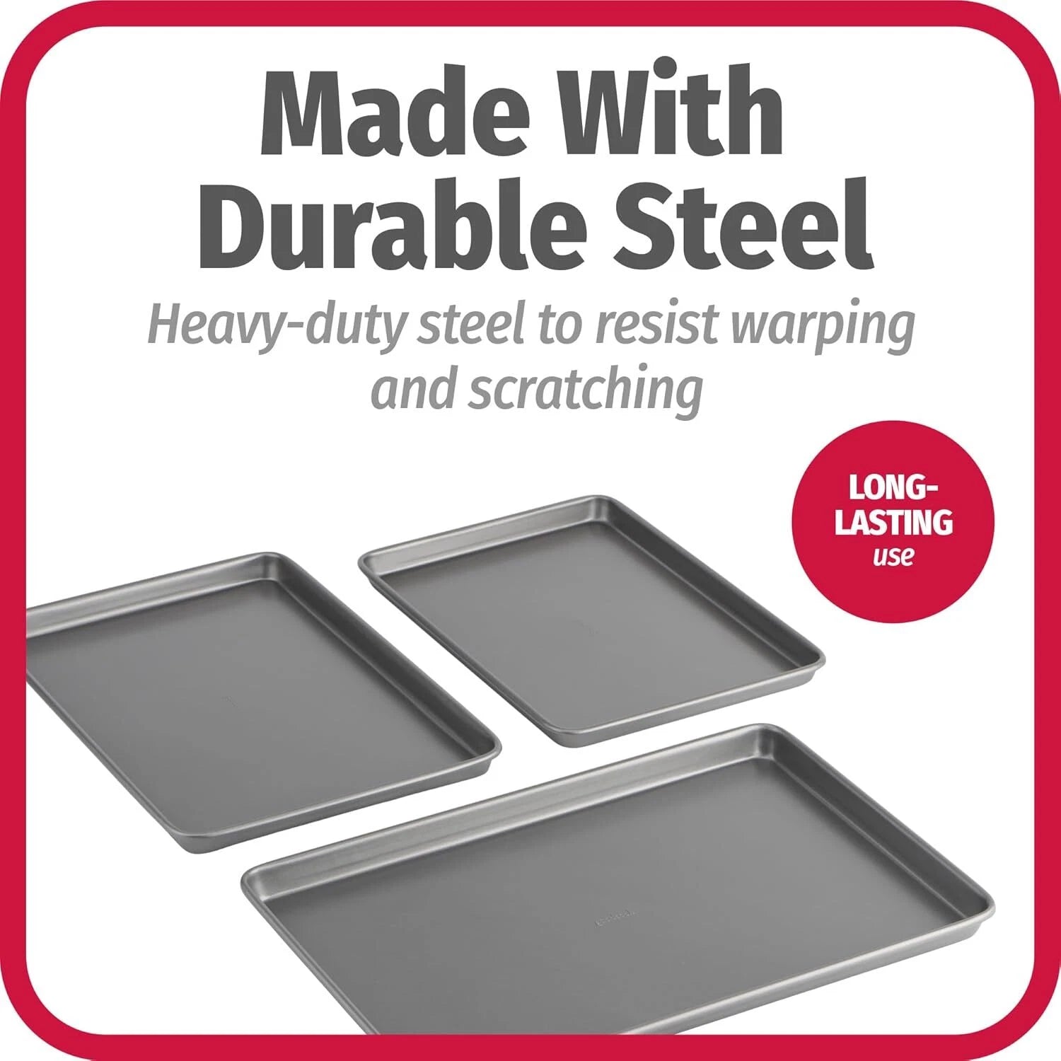 Everyday Nonstick Carbon Steel Baking Sheet Set, 3 Pack 07FC0E-D4 - KOEEK