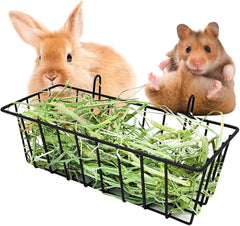 new Hay Feeder for Rabbit, Guinea Pig, Bunny, Chinchilla, Heavy-Duty Metal Black 07FC0E-D4 - KOEEK