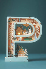Anthropologie Wonderland Scene Monogram Light-Up Holiday Decoration Letter P ANTHROPOLOGIE - KOEEK