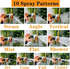 new Garden Hose Spray Nozzle,10 Metal Duty Watering Patterns Thumb Orange 07FC0E-D4 - KOEEK