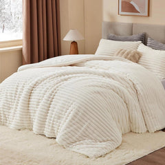 Queen Size Wool Comforter Set - Super Soft and Warm Fluffy White Bedding 07FC0E-D4 - KOEEK