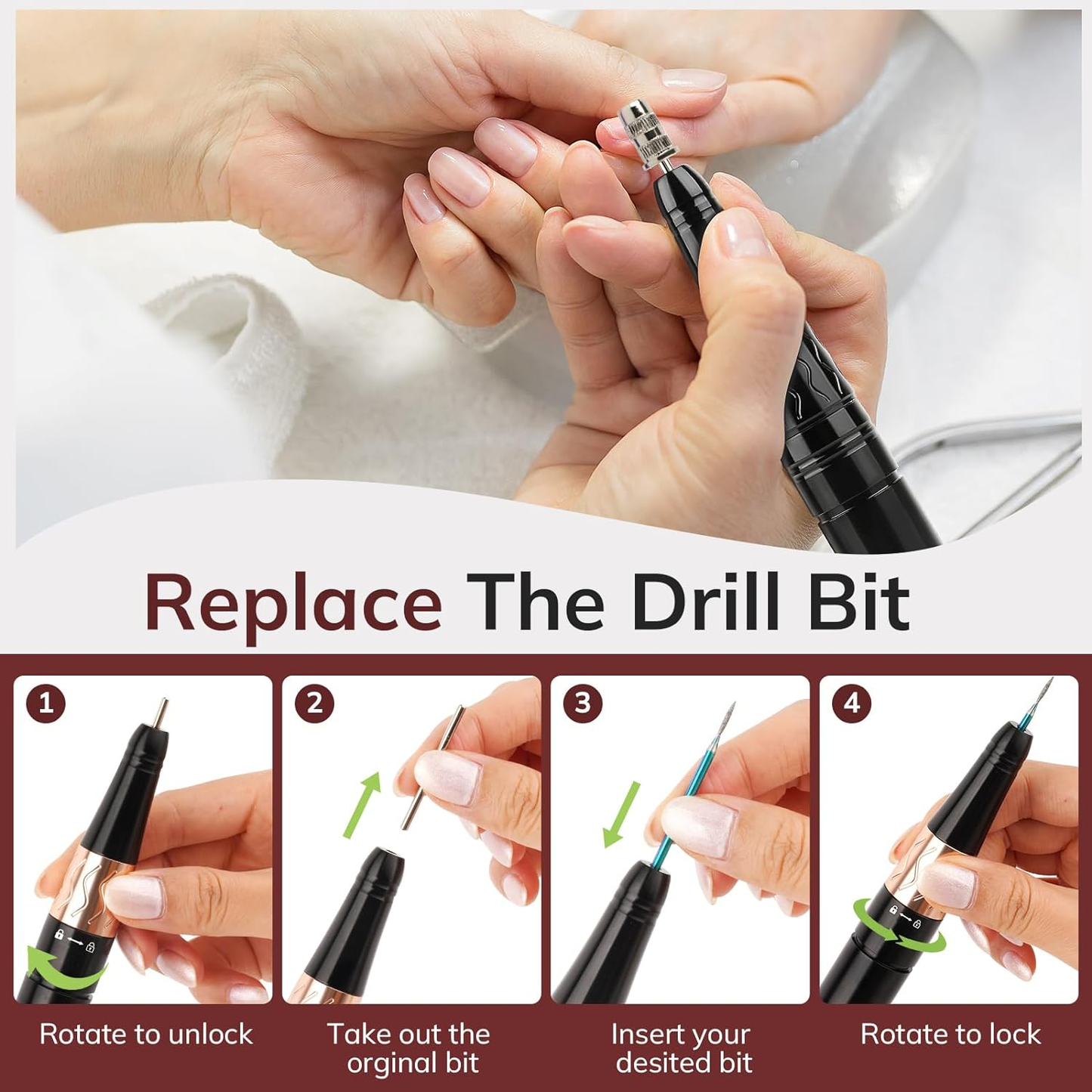 new Nail Drill Machine, Electric 35000RPM Grace Rechargeable Nail File for Beginners