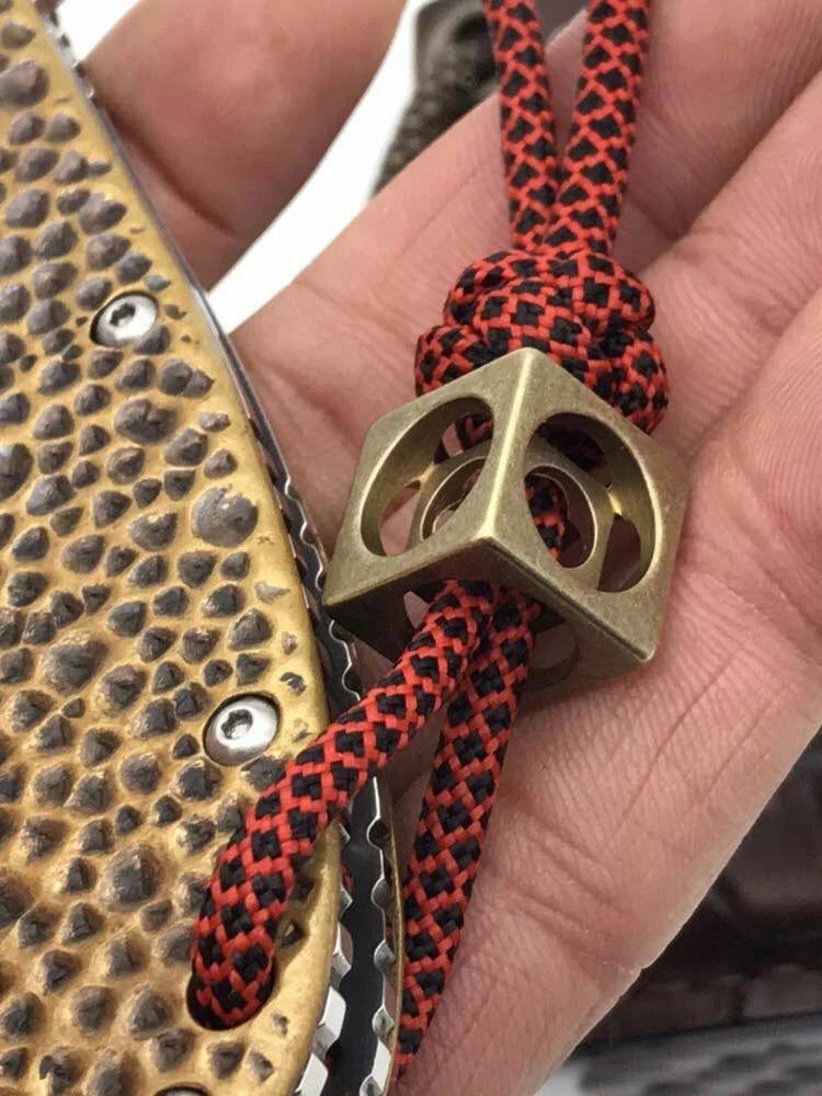 Solid Brass CNC Square Key Knife EDC Parachute Cord Bead Pendant Lanyard DZ-QQB EDC - KOEEK