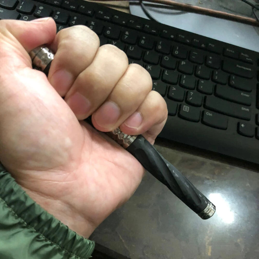 EDC Swirl Solid Titanium Carbon Fiber Tactical Ball-Point Business Signature Pen 07FC0E-D4 - KOEEK