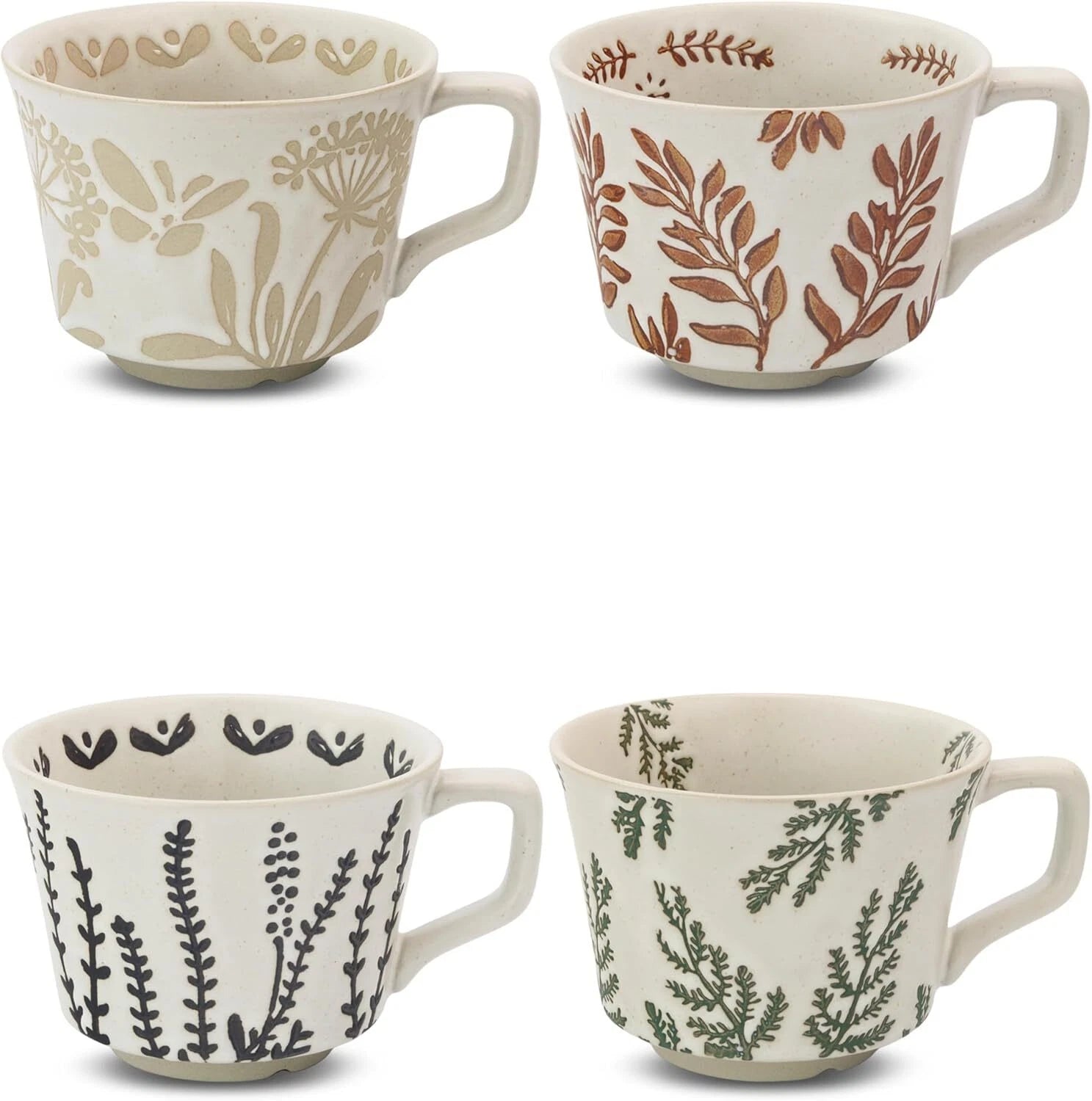 Ceramic Coffee Mugs, 12 oz Novelty Unique Tea Mugs with Large Handles, Set of 4 07FC0E-D4 - KOEEK