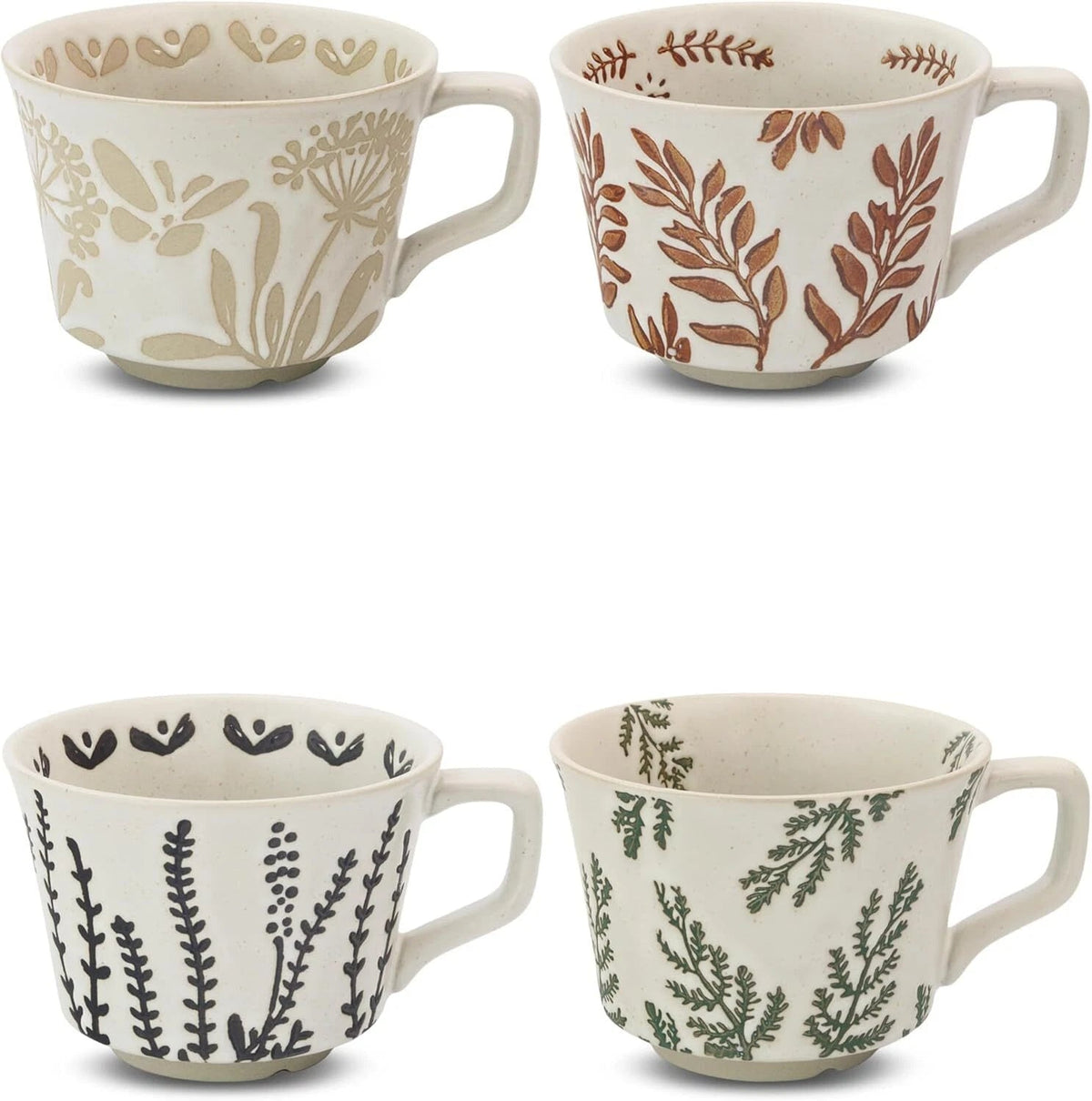 Ceramic Coffee Mugs, 12 oz Novelty Unique Tea Mugs with Large Handles, Set of 4 07FC0E-D4 - KOEEK