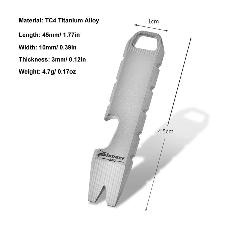 EDC Mini Titanium Alloy Keychain Multi Tool Pocket Pry Bar Crowbar Opener Cutter 07FC0E-D4 - KOEEK