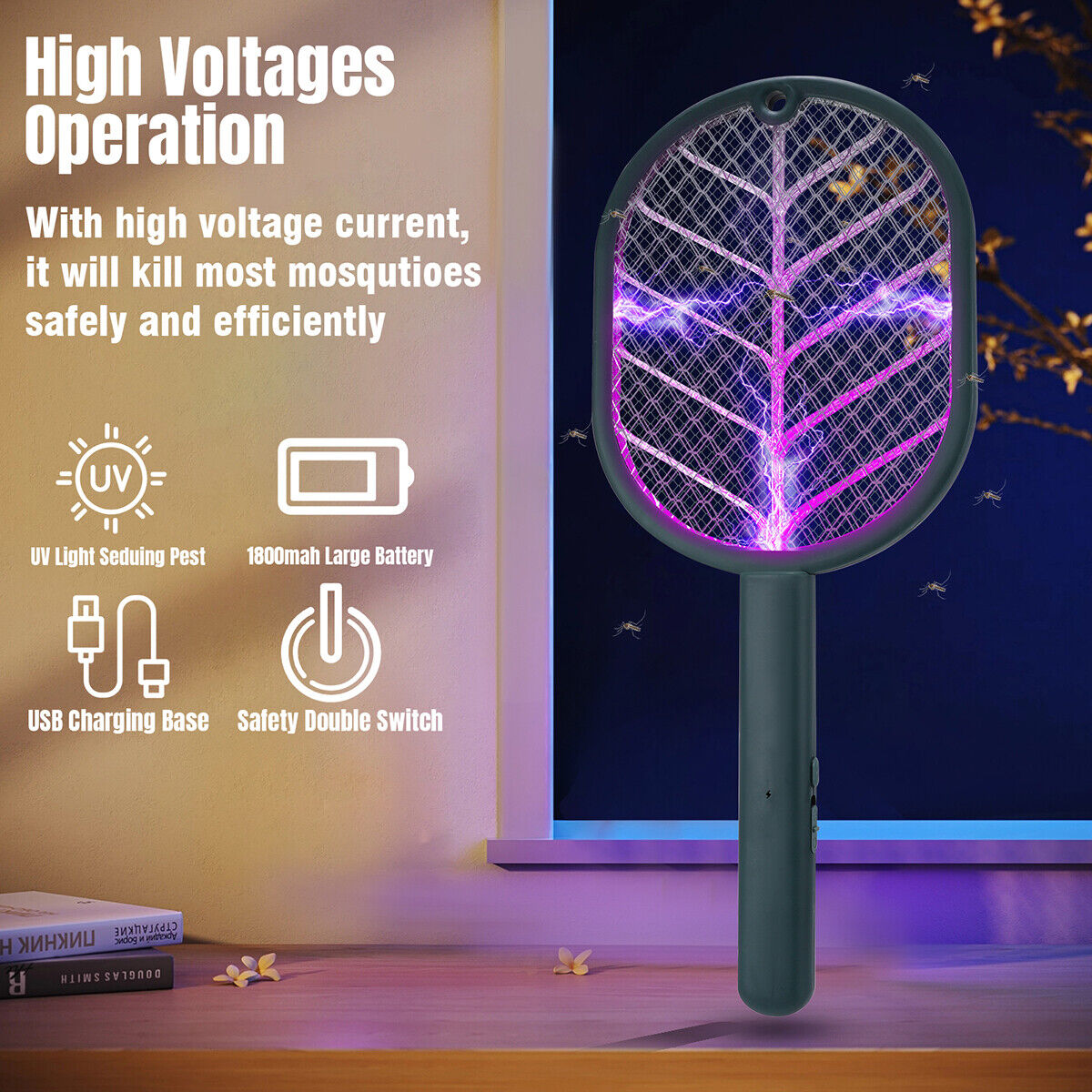 ny 2en1 Raqueta Bug Insect Zapper Mata Mosquitos Electrica Genopladelig De Insectos