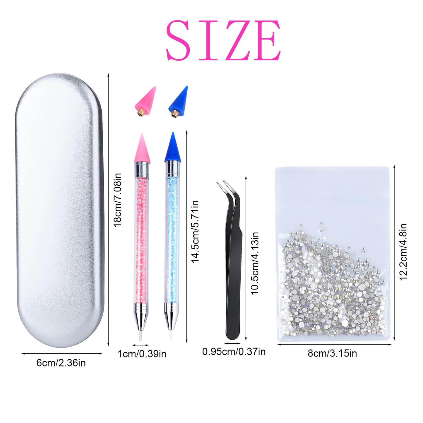 ny Rhinestone Picker og 1440 STK Crystal AB Rhinestones Kit, Diamond Painting Dotti