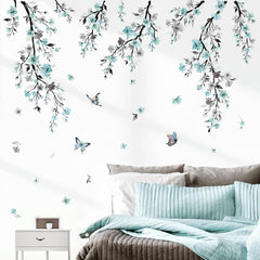 new wondever Watercolor Flower Vine Wall Stickers Blue Hanging Floral Tree Multi WONDEVER - KOEEK