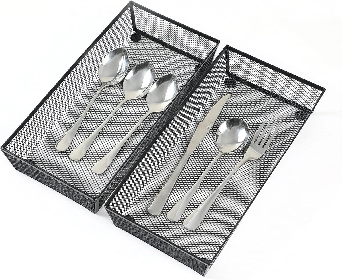 3-Piece Mesh Drawer Organizer, Cutlery Tabletop Storage Tray (12 x 6 x 2 inches) 07FC0E-D4 - KOEEK