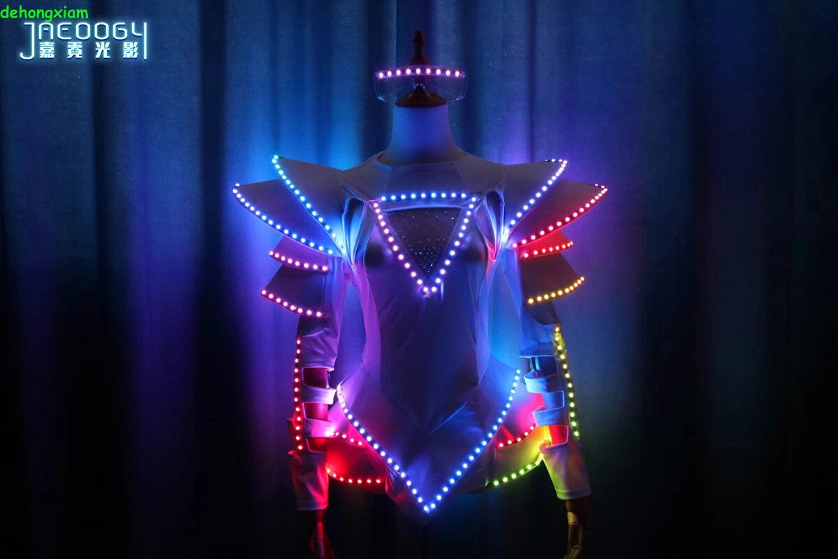 LED Luminous Mini Dress Woman Performance Costume Party DJ Bar Disco Nightclub 07FC0E-D4 - KOEEK
