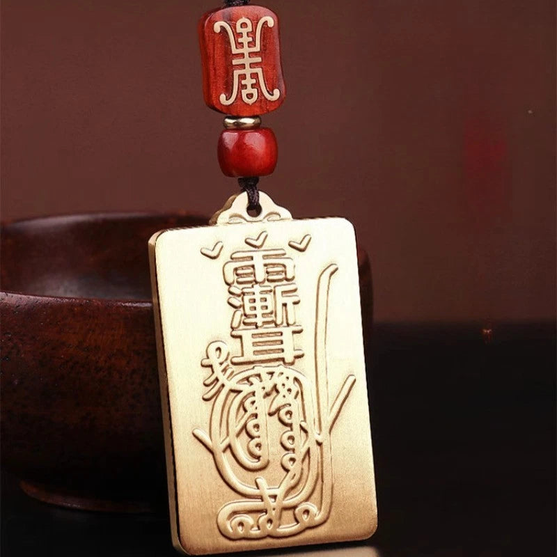 54mm Taoism Brass Pendant Safe and Sound Good Luck Card Amulet Pendant 07FC0E-D4 - KOEEK