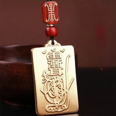 54mm Taoism Brass Pendant Safe and Sound Good Luck Card Amulet Pendant 07FC0E-D4 - KOEEK