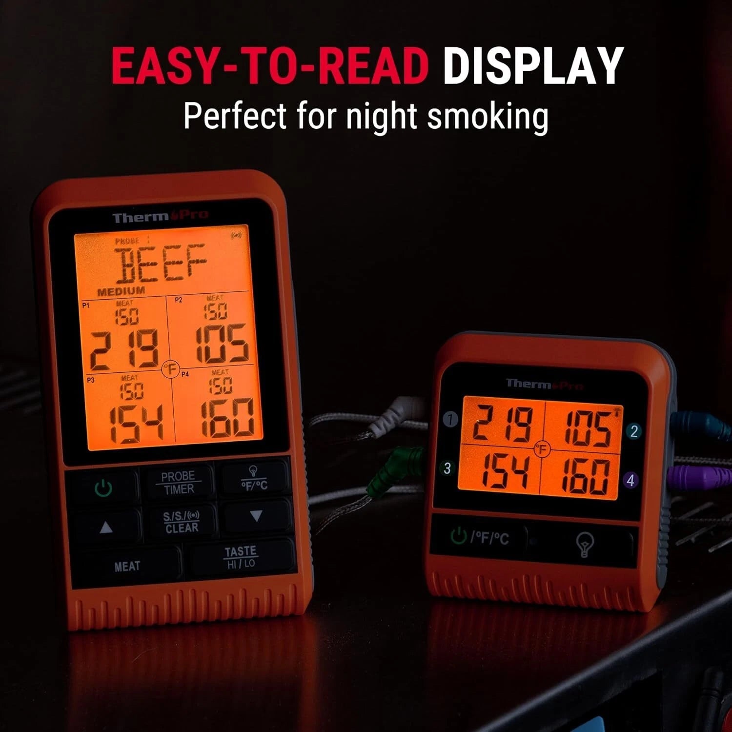 1000 Foot Wireless Meat Thermometer, Digital for Grilling and Smoking 07FC0E-D4 - KOEEK