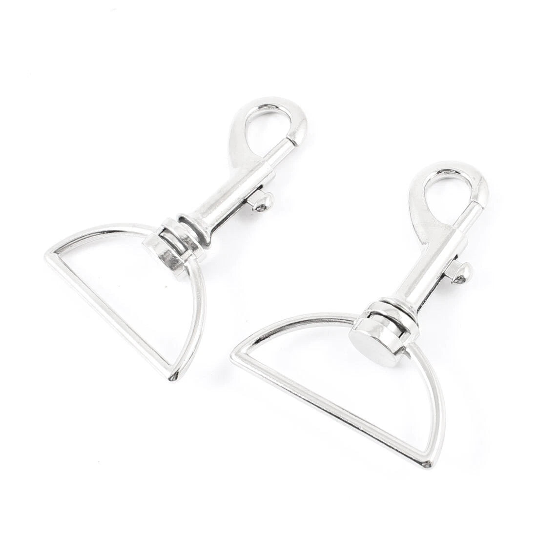 2 Pcs 1.5" Dia Silver Tone Metal D Ring Swivel Hook Keyring Key Chain 07FC0E-D4 - KOEEK