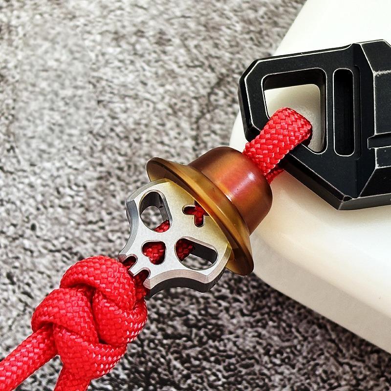 Titanium PEI Skull Knife Lanyard Bead Paracord Keychain Pendant EDC Charm DIY 07FC0E-D4 - KOEEK