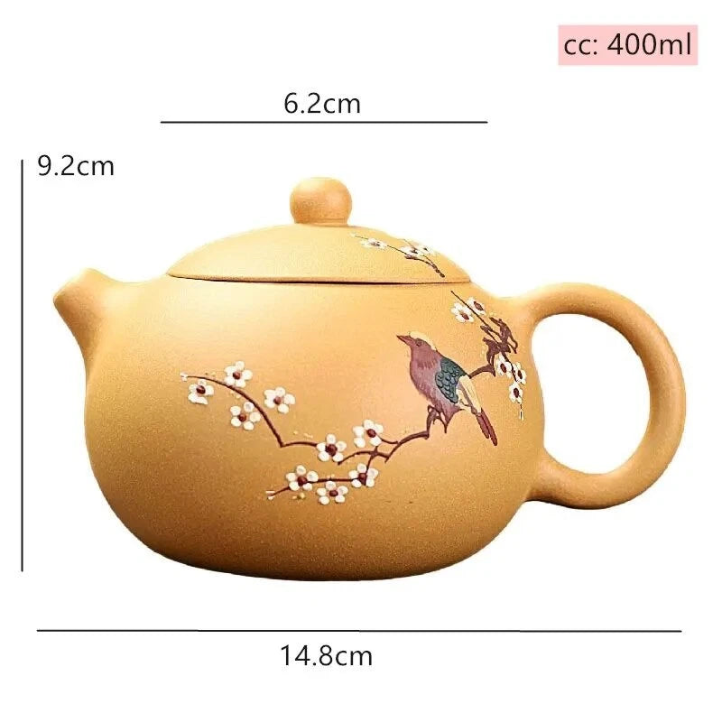 400ml Chinese Classic Yixing Purple Clay Teapot Handmade Tea Set Gift Xishi Pot 07FC0E-D4 - KOEEK