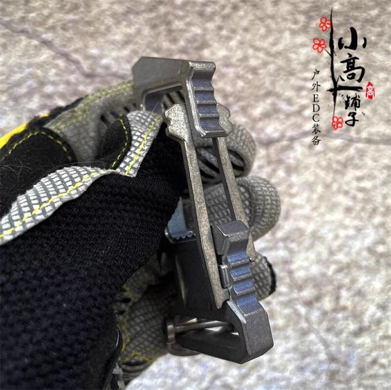 Outdoor EDC Camping Multi Tool TC4 Titanium Alloy Keychain Carabiner Crowbar Toy 07FC0E-D4 - KOEEK