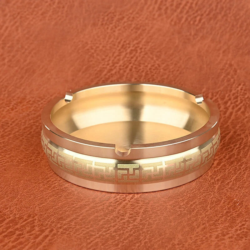 Portable Brass Round Ashtray Container Home Living Room Office EDC Ornaments 07FC0E-D4 - KOEEK