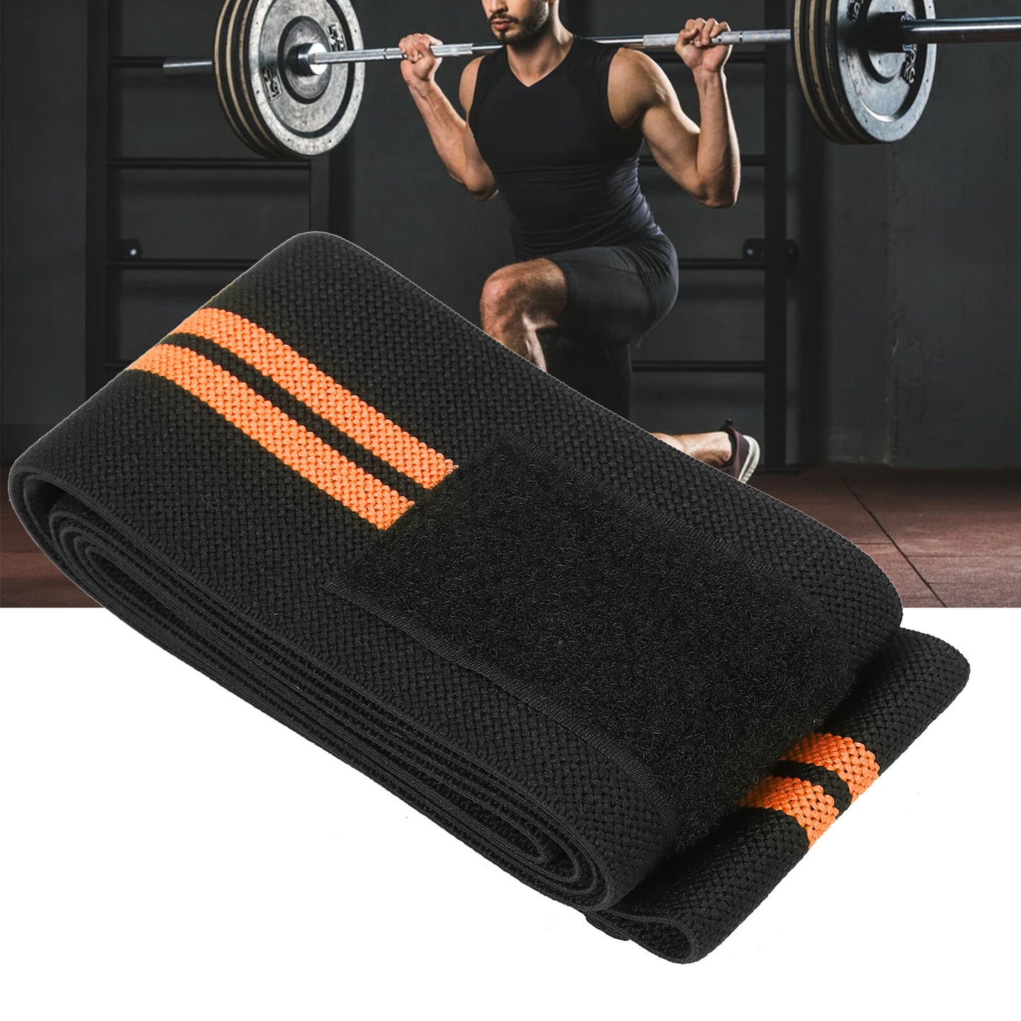 new Knee Wrap Compression Knee Brace For Weightlifting Training(Black Orange ) HGF koeek - KOEEK