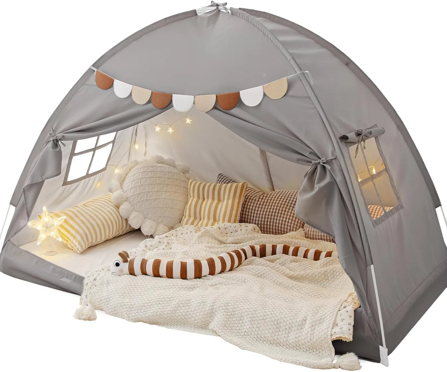 Bed Tent Bed Canopy Bunk Twin Size for Kids, Kids Tent Floor Indoor Privacy 07FC0E-D4 - KOEEK