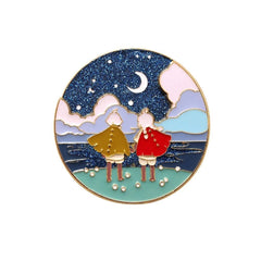 Anime Sky：Children of The Light Metal Brooch Enamel Badge Rotating Couple Pin 07FC0E-D4 - KOEEK