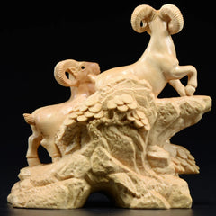 Xiaoye Boxwood Sanyang Kaitai Ornament, Solid Wood Sheep Mahogany Jewelry 07FC0E-D4 - KOEEK