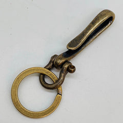 Retro Brass Causal Style Fishhook Key Chain Keyring Shackle Split Ring 07FC0E-D4 - KOEEK