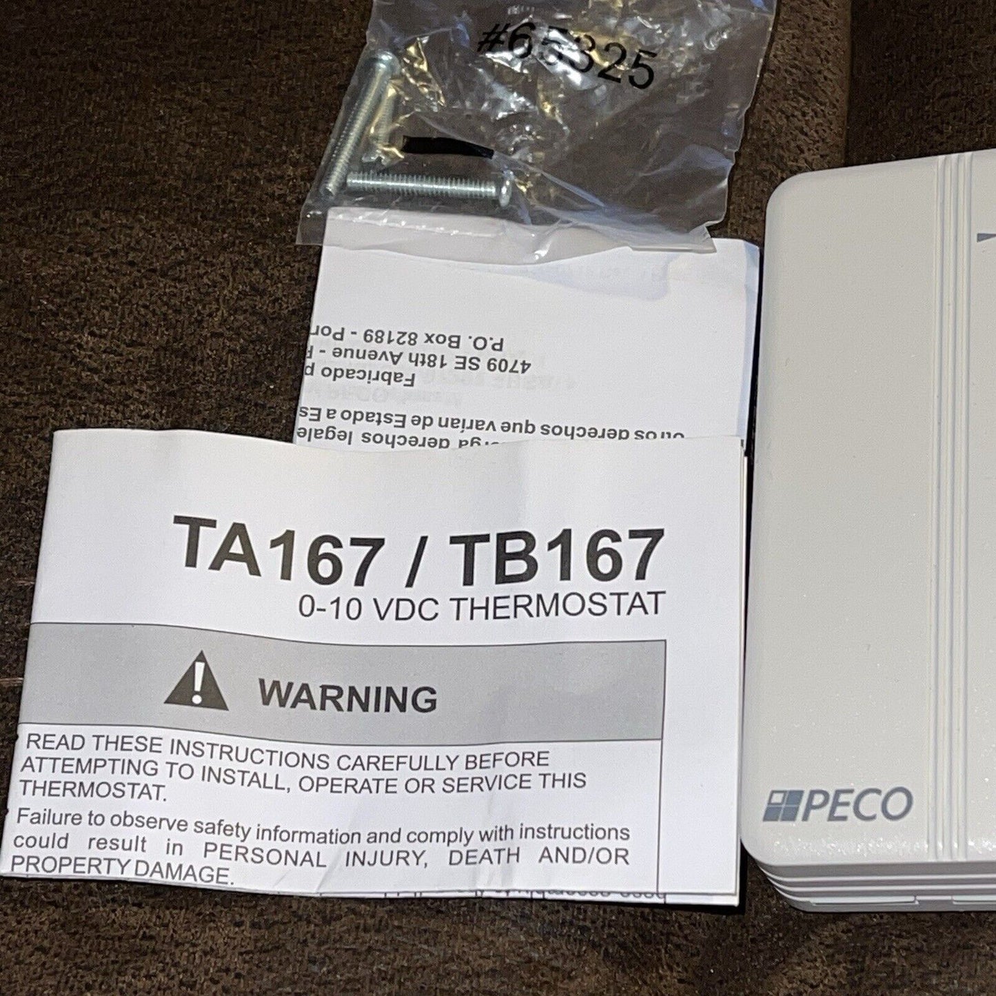 ny PECO Fan Coil Termostat Elektronisk Analog Ta167-007 Hvit