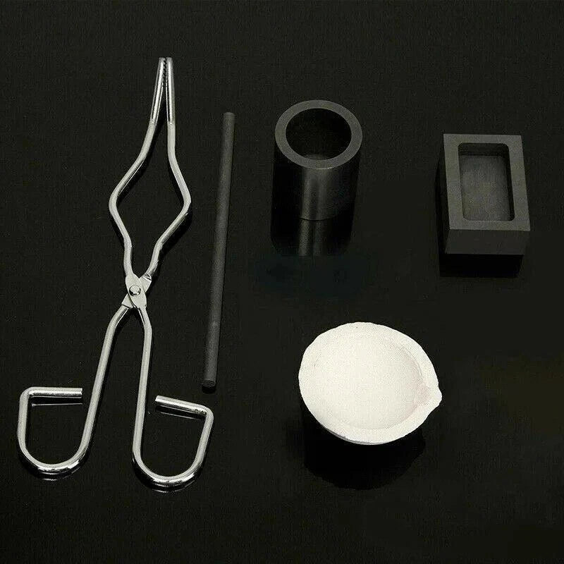 5 Pcs Set Torch Melting Kit Gold & Silver Crucible Tong Rod Graphite Mold Ingot 07FC0E-D4 - KOEEK
