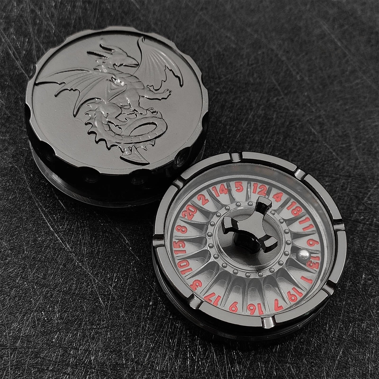 EDC Toy Fingertip Gyro Roulette Dice for Dungeons and Dragons Spinner Metal Dice 07FC0E-D4 - KOEEK