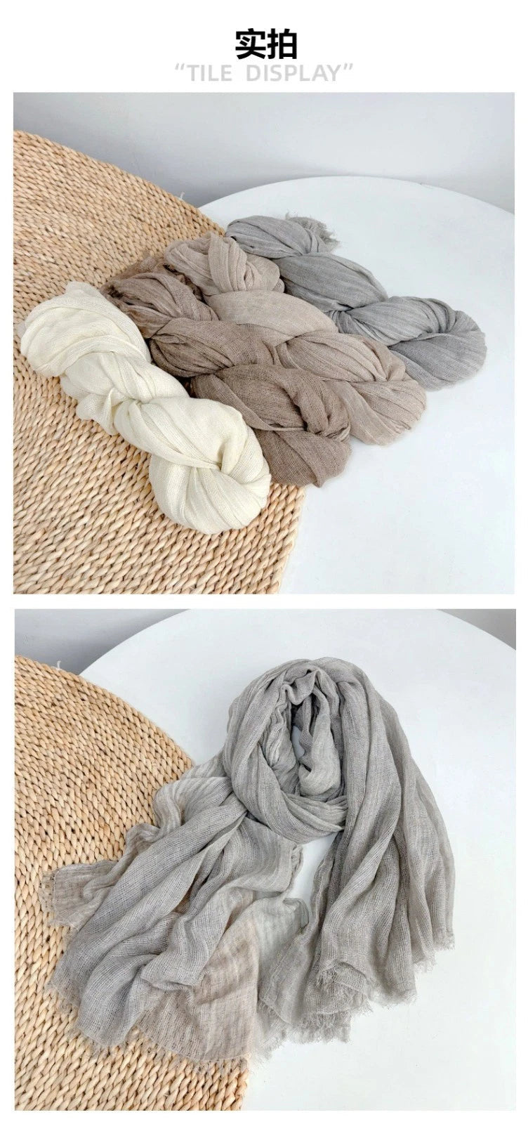 Unisex soft Crochet Scarf Solid Color Autumn Neckerchief Shawl Wrap Bandana 07FC0E-D4 - KOEEK