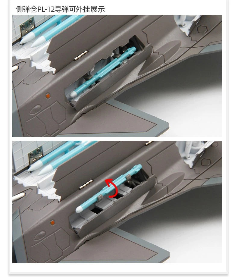 Chinese J-20S Stealth Fighter Airplane 1/72 Diecast Model Deluxe Edition w/ Base 07FC0E-D4 - KOEEK