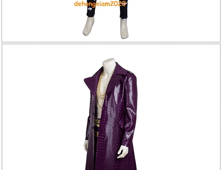 Movie Suicide Squad The Joker Jared Leto Cosplay Costume Purple Trench Coat Suit 07FC0E-D4 - KOEEK