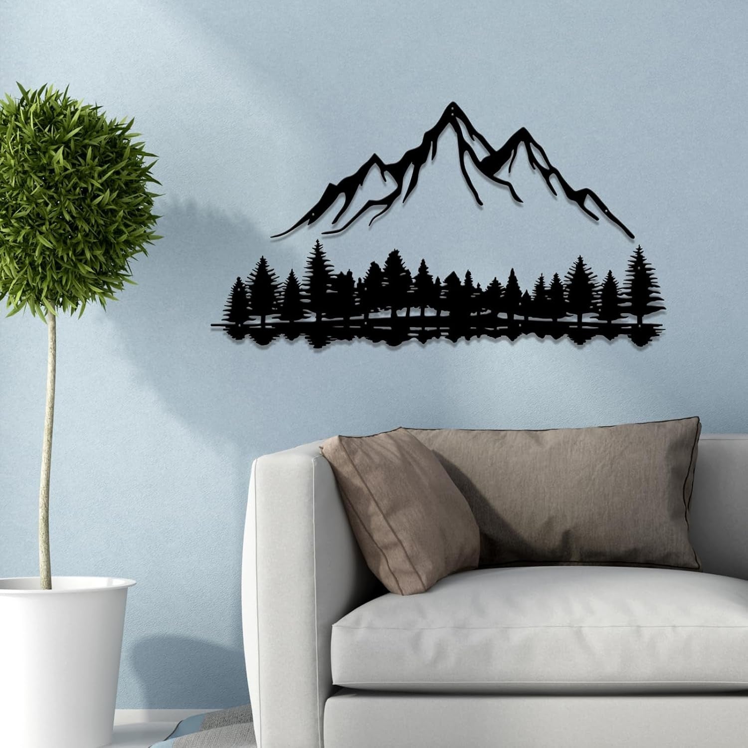 new DUOOLN Mountain View Metal Wall 39.4L" x 21.6W", Black -B