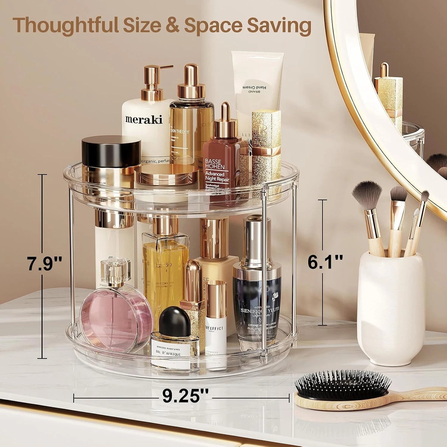 2 Tier Lazy Susan Turntable Organizer 9.25'' Rotating Spice Rack Organization 07FC0E-D4 - KOEEK