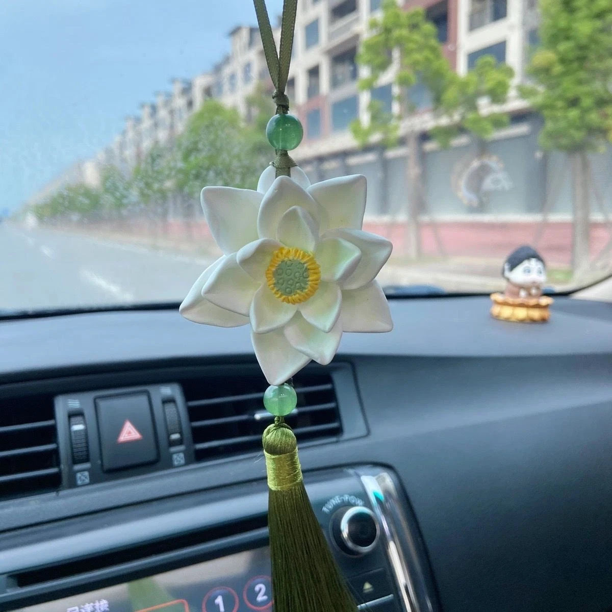 Lotus Car Hanging Ornament Chinese Style Rearview Mirror  Charm 07FC0E-D4 - KOEEK
