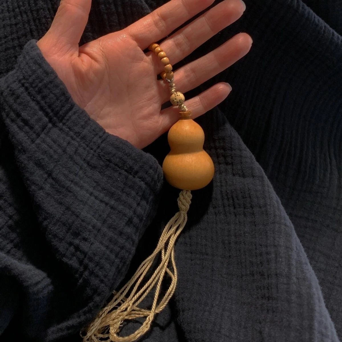 Natural Gourd with Bodhi Bead Pendant Chinese Style Ornament 07FC0E-D4 - KOEEK
