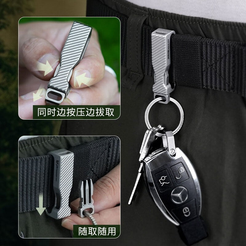Titanium Alloy Belt Buckle EDC Portable Men‘s Belt Clip  Waist Hang Keychain 07FC0E-D4 - KOEEK
