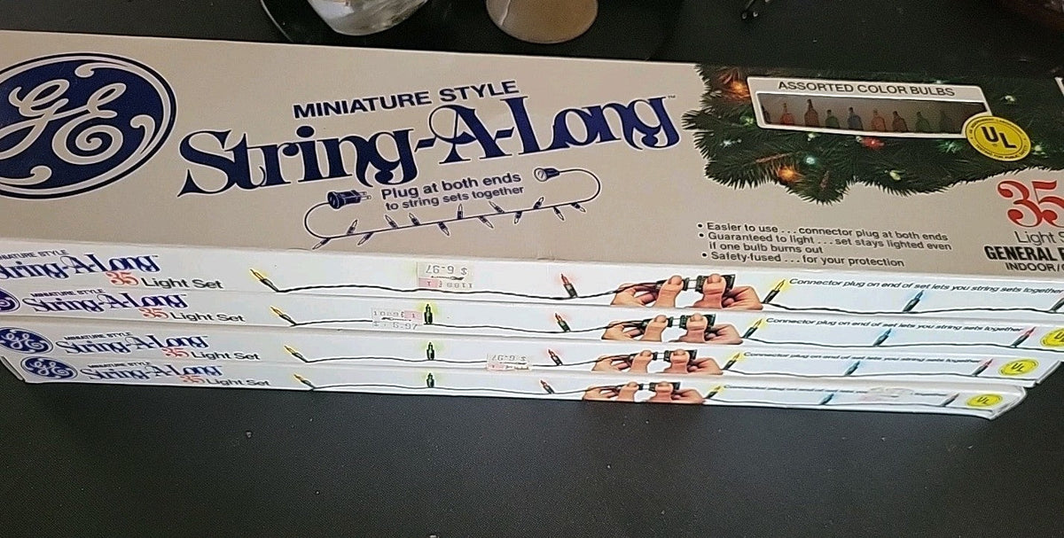 4 sets Vintage GE Miniature Style String -a-Long Christmas 35 Light Set - NIP GE - KOEEK