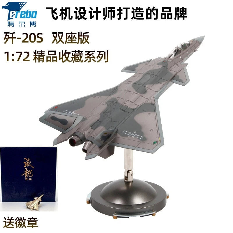 Chinese J-20S Stealth Fighter Airplane 1/72 Diecast Model Deluxe Edition w/ Base 07FC0E-D4 - KOEEK