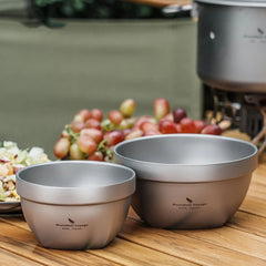 Titanium Bowl 500ml/800ml Double Wall Food Rice Soup Ultralight Metal Bowl Hot 07FC0E-D4 - KOEEK