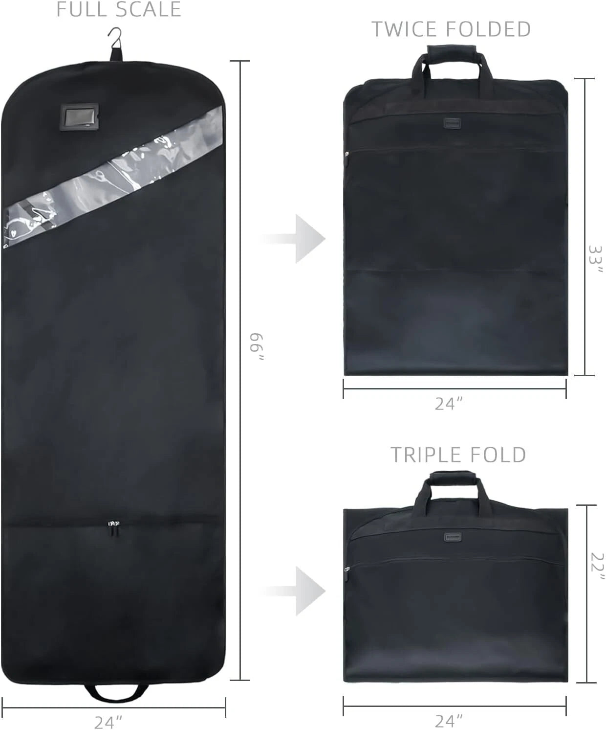 66” Extra Long Gown Garment Bag, Tri-Fold Gown Garment Bag, Storage Hanging Bag 07FC0E-D4 - KOEEK