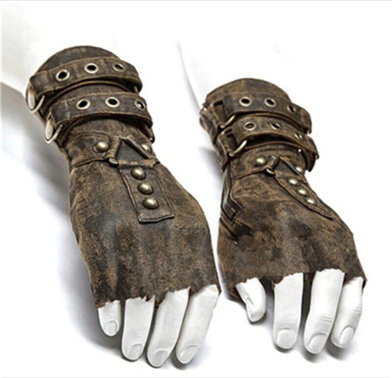 Medieval Men's Button  Rivets Arm Glove Armor Wrist Cuffs Bracers Gauntlet 07FC0E-D4 - KOEEK