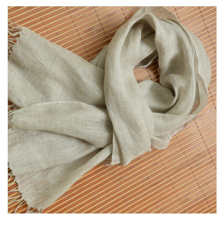 Mens  Flax Linen Natural Soft Scarf Breathable Banadana Neckerchief Shawl 07FC0E-D4 - KOEEK